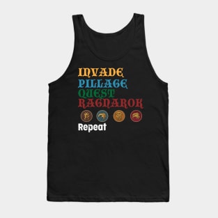 Blood Rage Invade, Pillage, Quest, Raganork, Repeat Board Game Graphic - Tabletop Gaming Tank Top